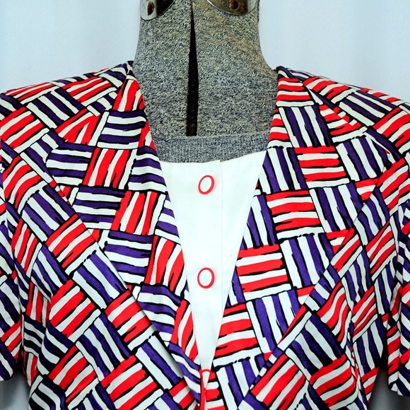 VTG 80s Carlisle Check Stripe Cotton Skirt Set 8 - Picture 3 of 8